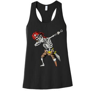 Dabbing Skeleton Pirate Halloween Jolly Roger Pirate Women's Racerback Tank