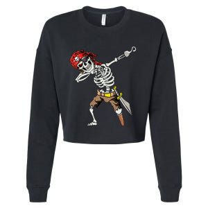 Dabbing Skeleton Pirate Halloween Jolly Roger Pirate Cropped Pullover Crew