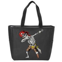 Dabbing Skeleton Pirate Halloween Jolly Roger Pirate Zip Tote Bag