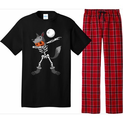 Dabbing Skeleton Pumpkin Skull Head Werewolf Dab Halloween Gift Pajama Set