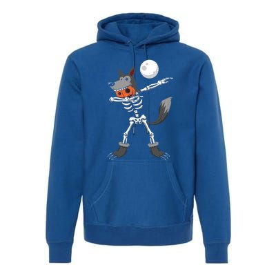 Dabbing Skeleton Pumpkin Skull Head Werewolf Dab Halloween Gift Premium Hoodie