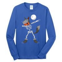 Dabbing Skeleton Pumpkin Skull Head Werewolf Dab Halloween Gift Tall Long Sleeve T-Shirt