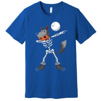 Dabbing Skeleton Pumpkin Skull Head Werewolf Dab Halloween Gift Premium T-Shirt