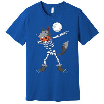 Dabbing Skeleton Pumpkin Skull Head Werewolf Dab Halloween Gift Premium T-Shirt