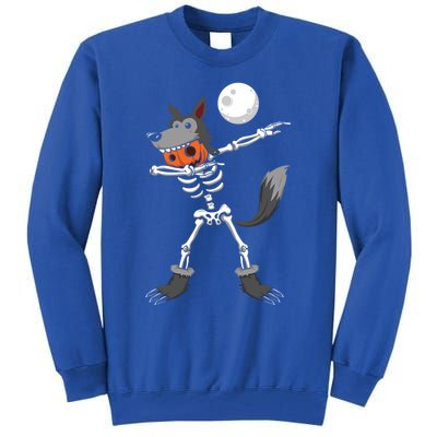 Dabbing Skeleton Pumpkin Skull Head Werewolf Dab Halloween Gift Tall Sweatshirt