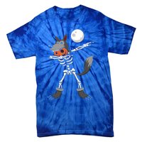 Dabbing Skeleton Pumpkin Skull Head Werewolf Dab Halloween Gift Tie-Dye T-Shirt