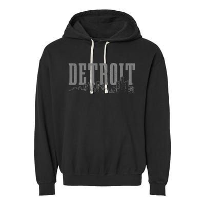 Detroit Skyline Pride Vintage Detroit Michigan Garment-Dyed Fleece Hoodie