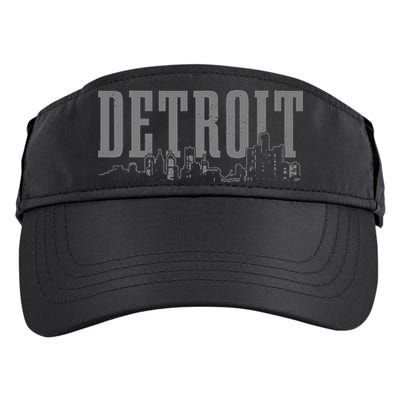 Detroit Skyline Pride Vintage Detroit Michigan Adult Drive Performance Visor