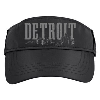 Detroit Skyline Pride Vintage Detroit Michigan Adult Drive Performance Visor