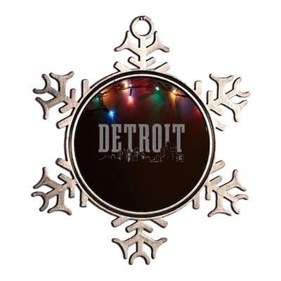 Detroit Skyline Pride Vintage Detroit Michigan Metallic Star Ornament