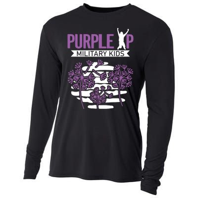 Dandelion Speading Purple Up Proud Of Military Children Cooling Performance Long Sleeve Crew