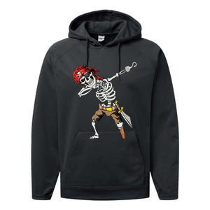 Dabbing Skeleton Pirate Halloween Jolly Roger Pirate Performance Fleece Hoodie