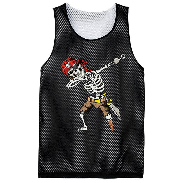 Dabbing Skeleton Pirate Halloween Jolly Roger Pirate Mesh Reversible Basketball Jersey Tank