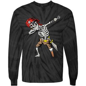 Dabbing Skeleton Pirate Halloween Jolly Roger Pirate Tie-Dye Long Sleeve Shirt