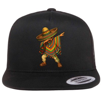Dabbing Sombrero Poncho Cinco De Mayo Mexican Style Flat Bill Trucker Hat