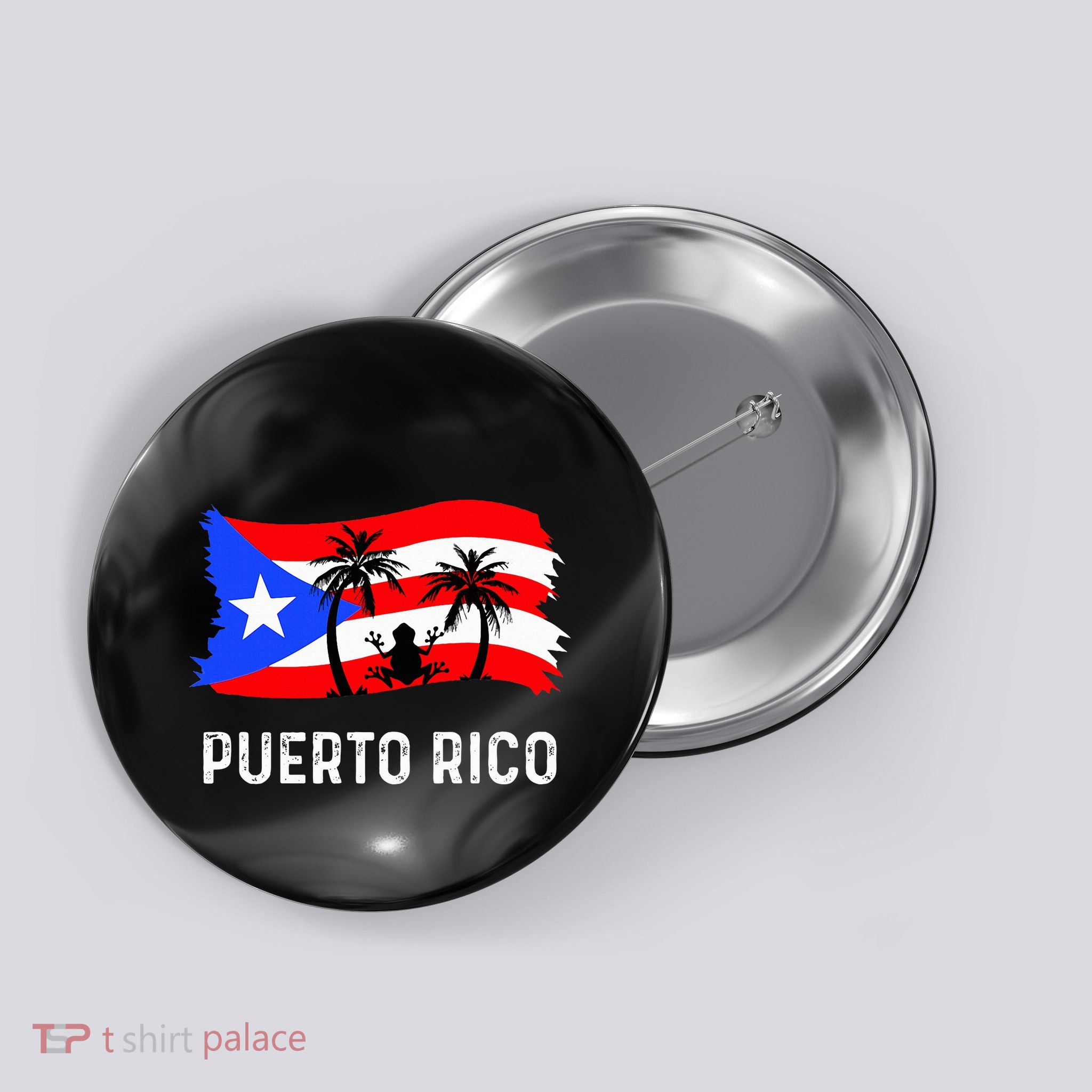 Distressed Style Puerto Rico Frog Puerto Button