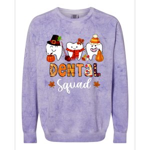 Dental Squad Pumpkin Fall Leaves Tooth Dentist Thanksgiving Colorblast Crewneck Sweatshirt