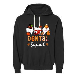 Dental Squad Pumpkin Fall Leaves Tooth Dentist Thanksgiving Garment-Dyed Fleece Hoodie