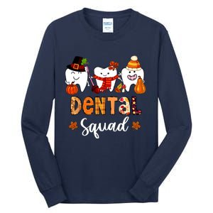 Dental Squad Pumpkin Fall Leaves Tooth Dentist Thanksgiving Tall Long Sleeve T-Shirt