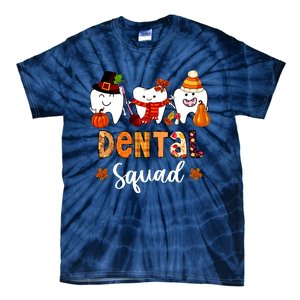 Dental Squad Pumpkin Fall Leaves Tooth Dentist Thanksgiving Tie-Dye T-Shirt