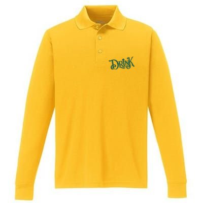 Drink St Patricks Day Festive Performance Long Sleeve Polo