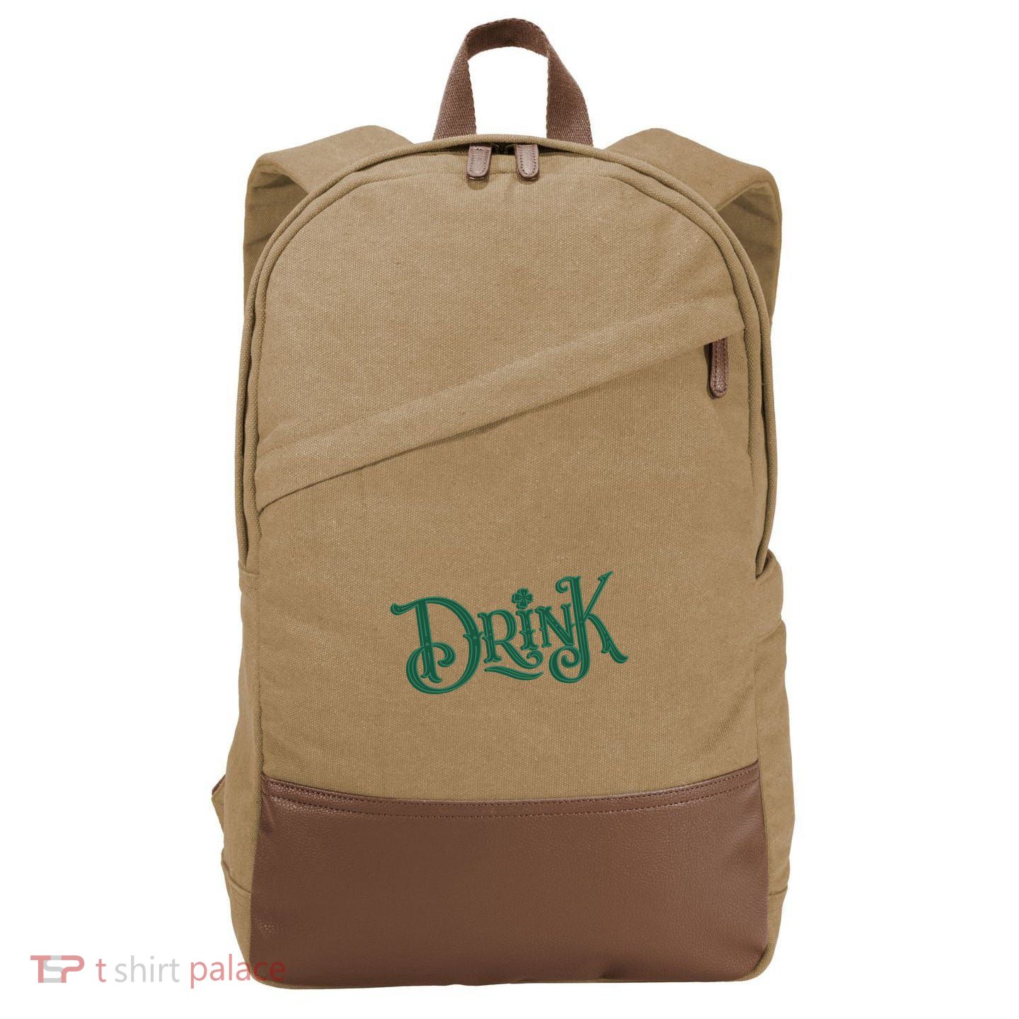 Drink St Patricks Day Festive Cotton Canvas Backpack