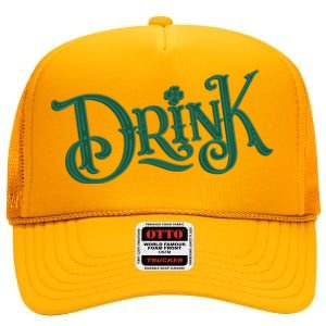 Drink St Patricks Day Festive High Crown Mesh Back Trucker Hat