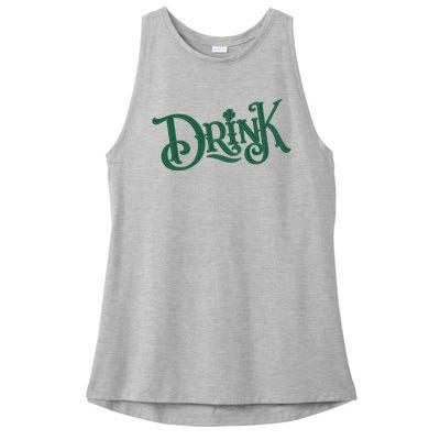 Drink St Patricks Day Festive Ladies PosiCharge Tri-Blend Wicking Tank