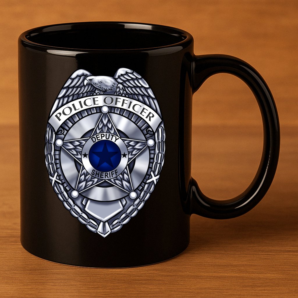 Deputy Sheriff Police Badge Pocket Logo 11oz C Handle Ceramic Mug