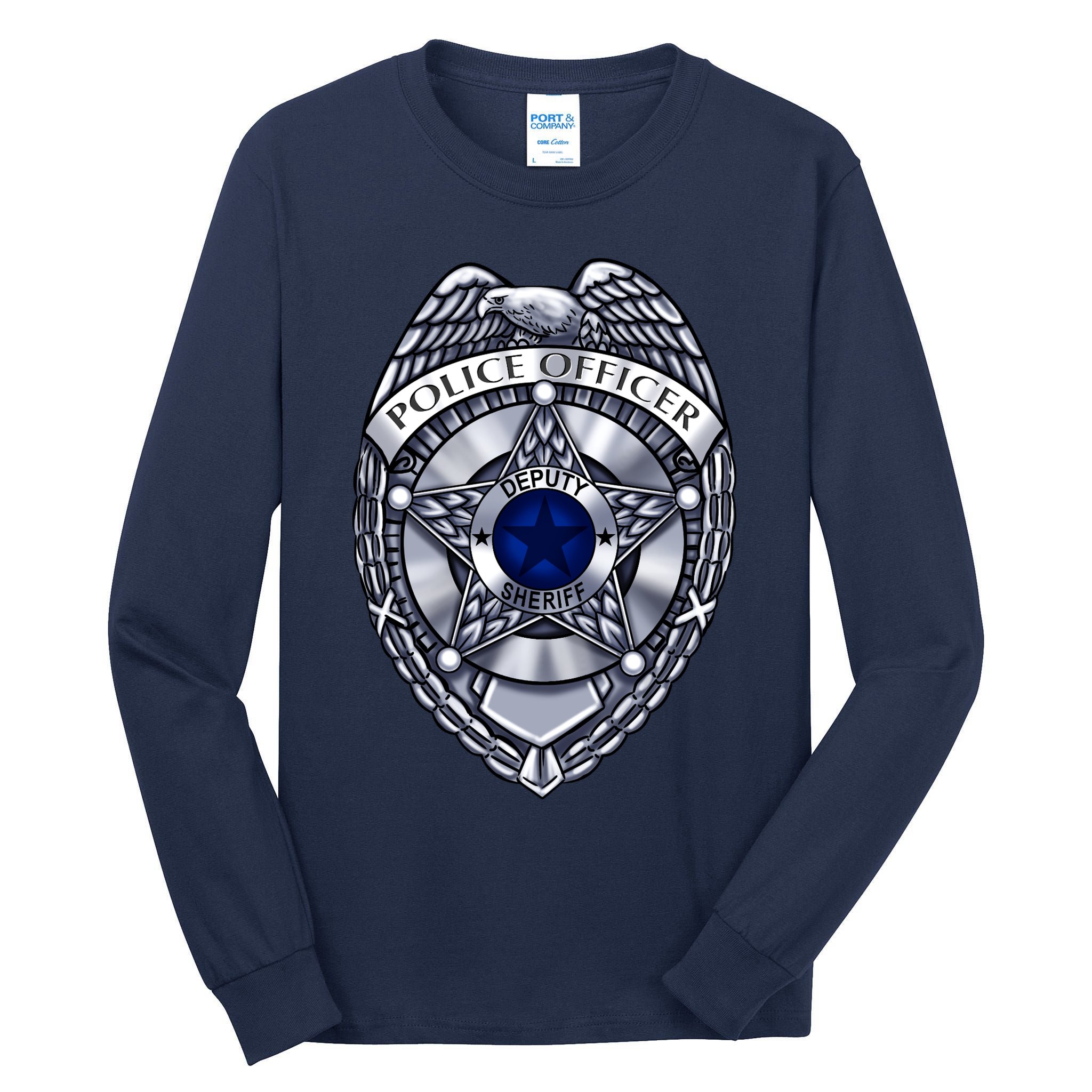 Deputy Sheriff Police Badge Pocket Logo Tall Long Sleeve T-Shirt