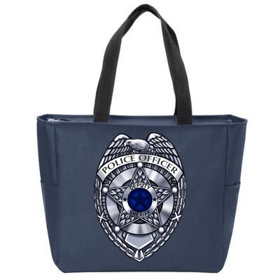 Deputy Sheriff Police Badge Pocket Logo Zip Tote Bag