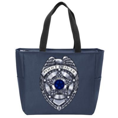 Deputy Sheriff Police Badge Pocket Logo Zip Tote Bag