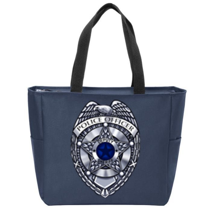 Deputy Sheriff Police Badge Pocket Logo Zip Tote Bag