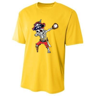 Dabbing Skeleton Pirate Baseball Ball Halloween Costume Youth Performance Sprint T-Shirt