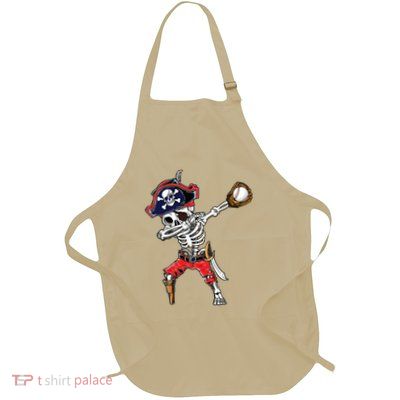 Dabbing Skeleton Pirate Baseball Ball Halloween Costume Full-Length Apron With Pockets