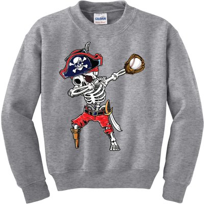 Dabbing Skeleton Pirate Baseball Ball Halloween Costume Kids Sweatshirt