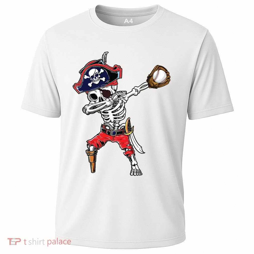 Dabbing Skeleton Pirate Baseball Ball Halloween Costume Cooling Performance Crew T-Shirt