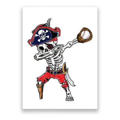 Dabbing Skeleton Pirate Baseball Ball Halloween Costume Poster