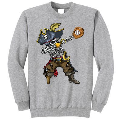 Dabbing Skeleton Pirate Baseball Lover Halloween Costume Tall Sweatshirt