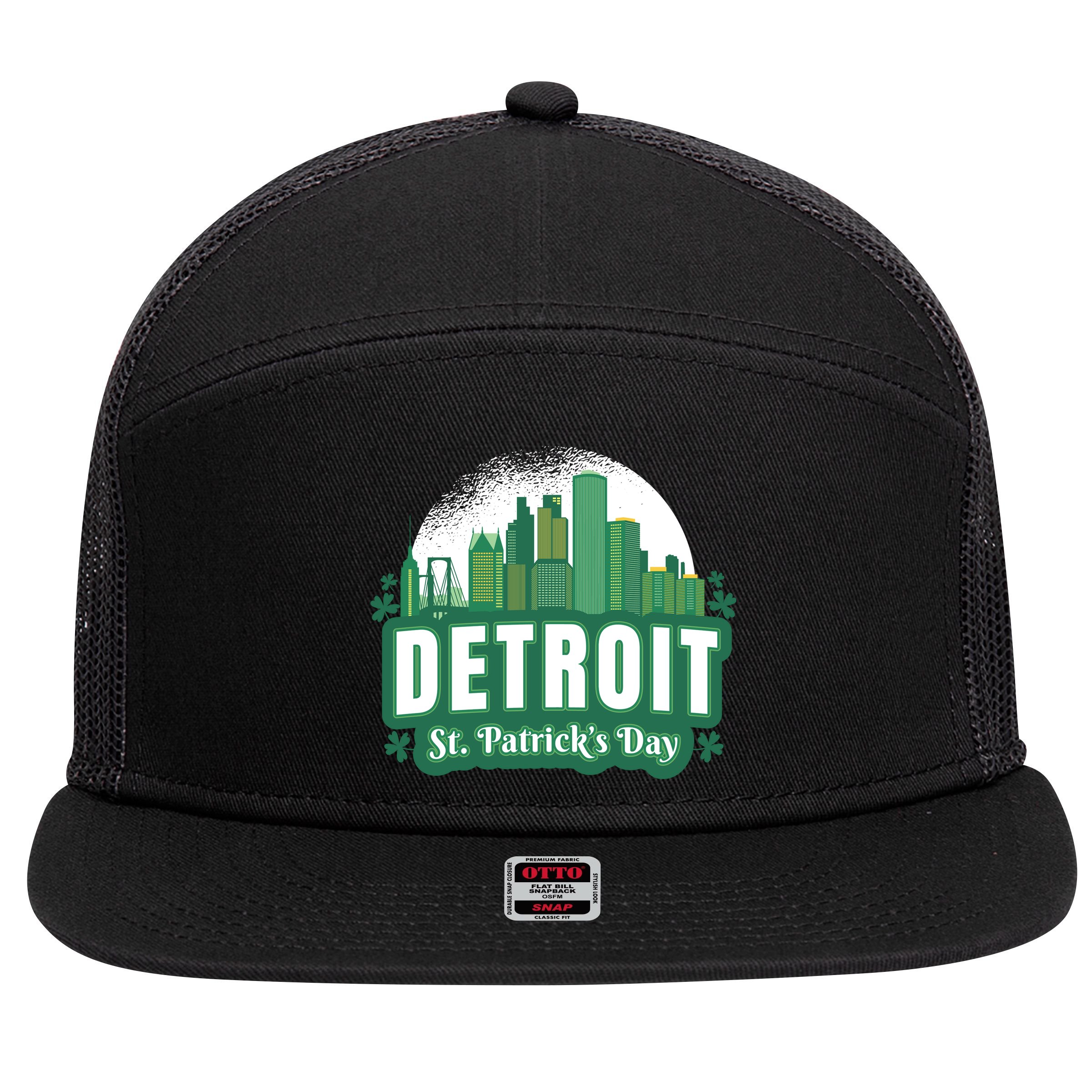 Detroit St Patricks Day 7 Panel Mesh Trucker Snapback Hat