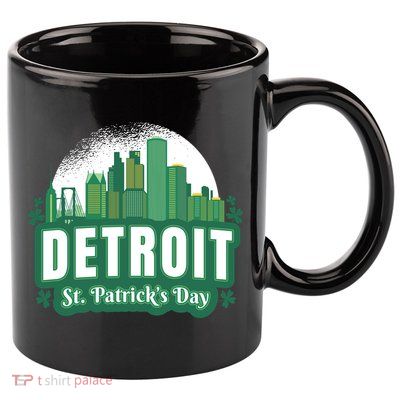 Detroit St Patricks Day 11oz C Handle Ceramic Mug