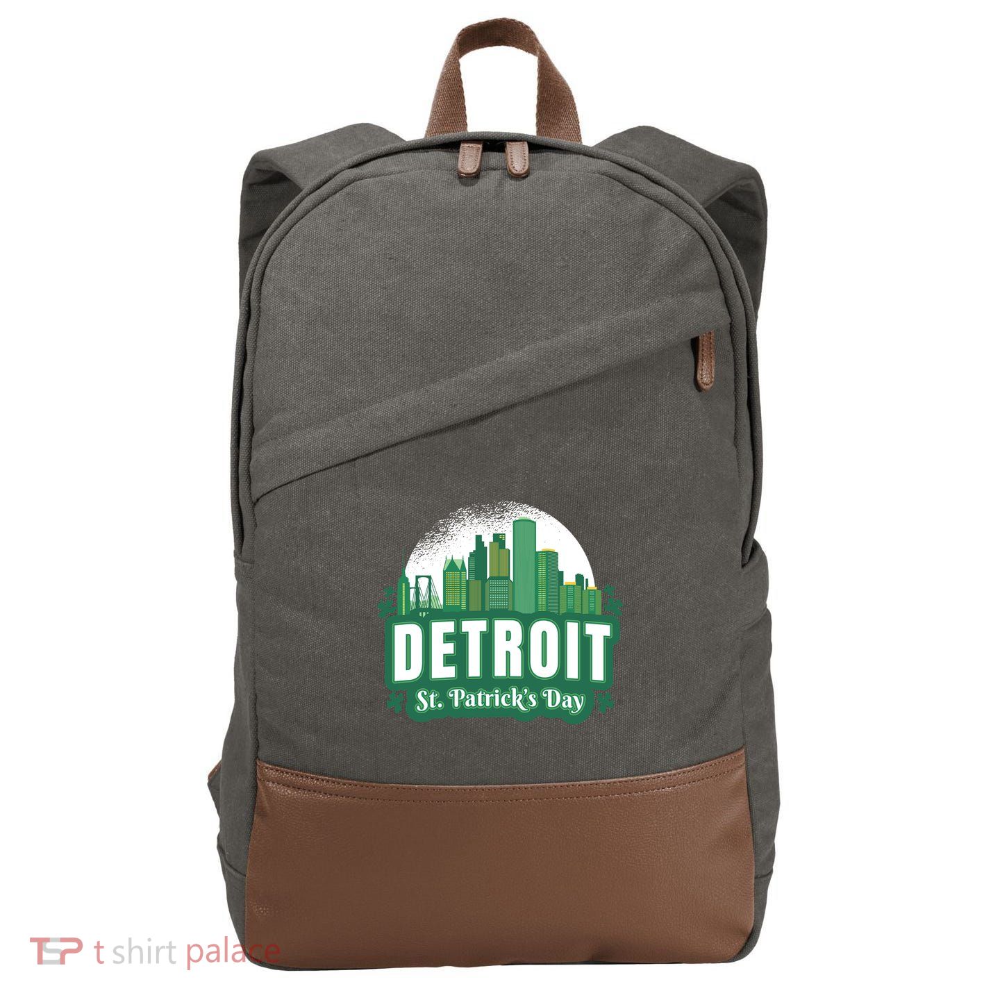 Detroit St Patricks Day Cotton Canvas Backpack