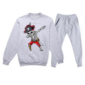 Dabbing Skeleton Pirate Halloween Premium Crewneck Sweatsuit Set