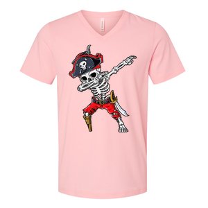 Dabbing Skeleton Pirate Halloween V-Neck T-Shirt