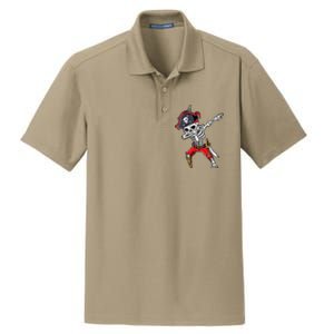 Dabbing Skeleton Pirate Halloween Dry Zone Grid Polo