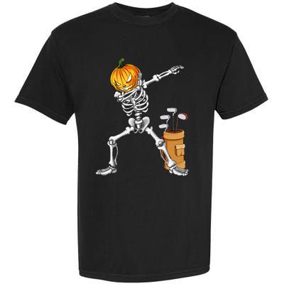 Dabbing Skeleton Pumpkin Golf Halloween Costume Gift Kids Garment-Dyed Heavyweight T-Shirt