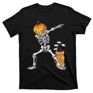 Dabbing Skeleton Pumpkin Golf Halloween Costume Gift Kids T-Shirt