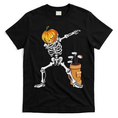 Dabbing Skeleton Pumpkin Golf Halloween Costume Gift Kids T-Shirt