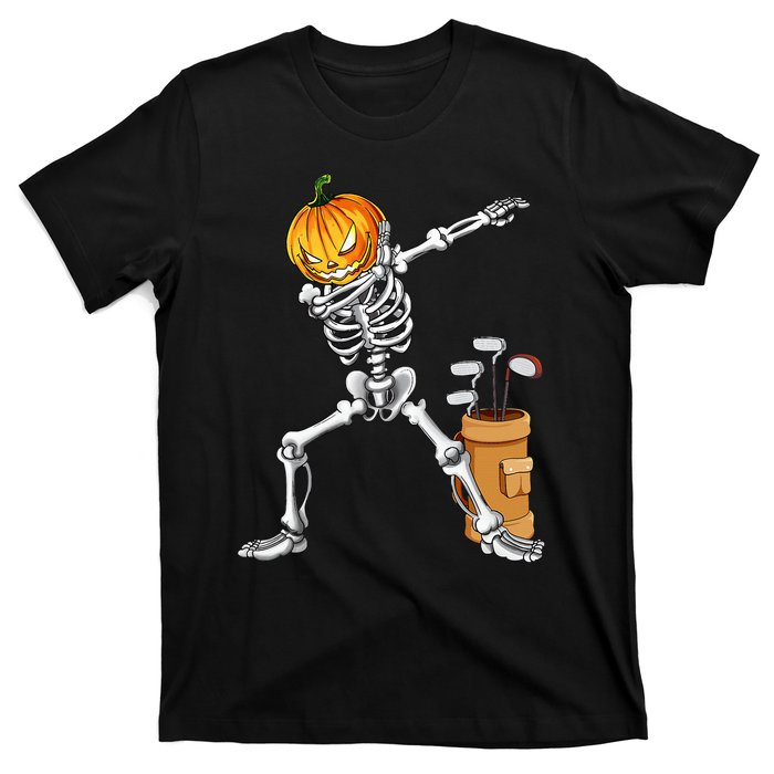 Dabbing Skeleton Pumpkin Golf Halloween Costume Gift Kids T-Shirt