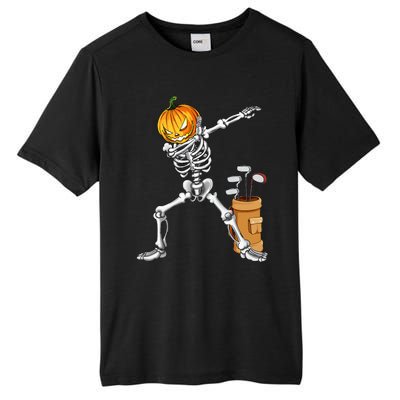 Dabbing Skeleton Pumpkin Golf Halloween Costume Gift Kids Tall Fusion ChromaSoft Performance T-Shirt